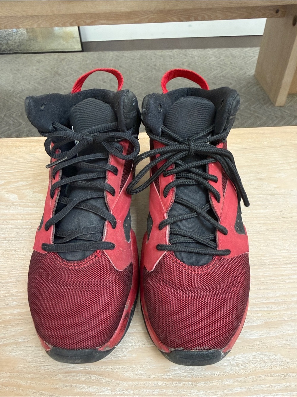 Jordan Kids Red and Black Lace-Up Sneakers